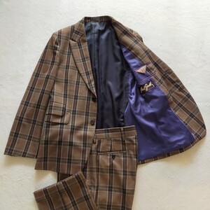 美品　23AW　Paul Smith　ポールスミス　タータンチェック柄　スーツ　セットアップ　総裏　本切羽　現行タグ　裏地パープル