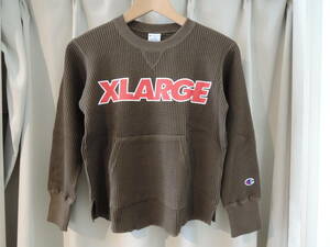 X-LARGE エクストララージ XLARGE Kids CHAMPION コラボ ワッフル 長袖Tシャツ チャンピオン カーキ 140 人気商品 送料込 値下げしました!