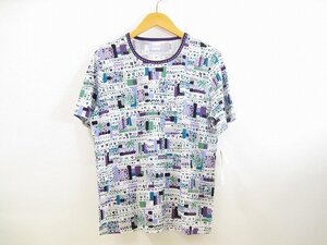 Leilian/レリアン 総柄 コットン クールネック 半袖 Tシャツ レディース サイズ : 9 パープル