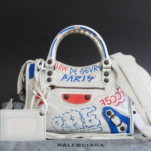 96584★1円スタート★BALENCIAGA バレンシアガ 中極美品 クラシックミニシティ グラフィティ 2WAY ショルダーバッグ ミラー付 ハンドバッグ