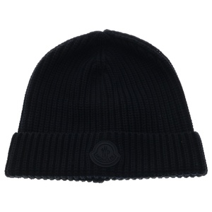 MONCLER モンクレール 21AW BERRETTO TRICOT ラバーワッペンロゴ コットンニットキャップ ビーニー 帽子 ブラック J10913B00028