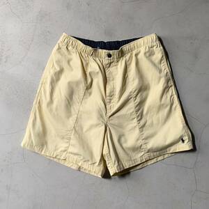 90s Polo by Ralph Lauren ワンポイント 裾ポニー コットン ハーフパンツ イージーショーツ チノ イエロー L ヴィンテージ ラルフローレン