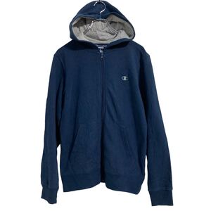 Champion ロゴ スウェット パーカー チャンピオン キッズ L ネイビー フルジップ 裏起毛 古着卸 アメリカ仕入 a610-6902