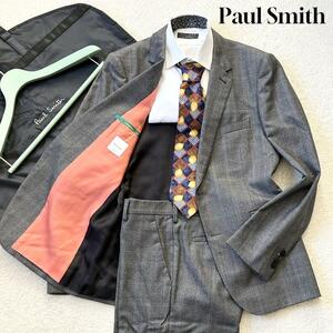 1円～新品同様 現行 Paul Smith ポールスミス スーツ セットアップ 総柄 グレンチェック L ハンガー カバー付き テーラードジャケット