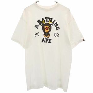 アベイシングエイプ 日本製 プリント 半袖 Tシャツ L 白 A BATHING APE メンズ