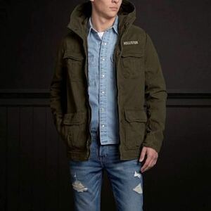 HOLLISTER Silver Strand Parka ミリタリージャケット S オリーブ 送料無料