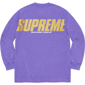 19AW Supreme Trademark L/S Top Lサイズ トレードマーク 長袖 Tシャツ Purple パープル