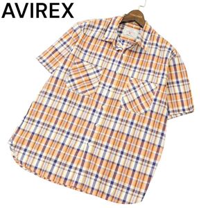 AVIREX アヴィレックス 春夏★ 半袖 マドラス チェック シャツ Sz.XL　メンズ 大きいサイズ　A4T05202_5#A