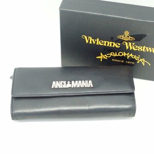 中古 Vivienne Westwood ヴィヴィアンウエストウッド 長財布 ANGLO MANIA アングロマニア レザー ブラック 黒