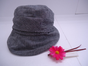 【KCM】hat-29★未使用★【fleur fleur】帽子　ハット　キャスケット　ワイヤー入り　Mサイズ　グレー　婦人　レディース