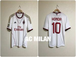 【美品】 adidas AC MILAN アディダス AC ミラン 2013-2014 #10 HONDA 本田圭祐 アウェイ ユニフォーム サイズ2XO 半袖 白 セリエA