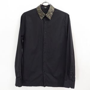 FENDI FF LOGO SILK COLLAR COTTON SHIRT MEN