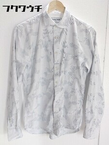 ◇ Denime ドゥニーム 総柄 長袖 シャツ サイズM ホワイト ネイビー メンズ