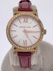 MICHAEL KORS◆クォーツ腕時計/アナログ/WHT/RED/MK-4347