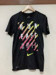 れ1161 NIKE ナイキ メッシュTシャツ 半袖Tシャツ S ブラック ドライ 速乾 RUN FAST 2017 DRI-FIT