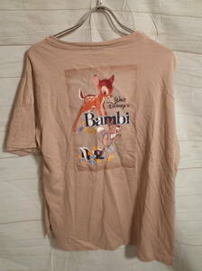 レディース ph467 GU ジーユー × Disney ディズニー Bambi バンビ プリント オーバーシルエット 半袖 Tシャツ M ベージュ系 