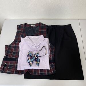 19号 中古 スカート ベスト ブラウス リボン 4点セット 事務服 OL 会社制服 受付/UNILADY/SELERY/U5923/おしゃれ かわいい/大きいサイズ