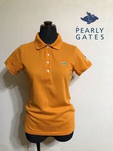 【良品】 PEARLY GATES GOLF パーリーゲイツ ゴルフ レディース 鹿の子 ポロシャツ トップス サイズ1 半袖 オレンジ 日本製 005-960303