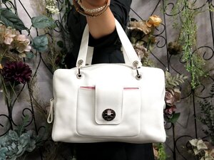 ●超美品●BVLGARI ブルガリ●ブルガリブルガリ●カーフ レザー 本革●ハンド トート バッグ●白●シルバー金具●腕掛け●かばん●Js52167