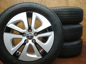 ★5穴PCD100トヨタ純正アルミホイール + 深溝タイヤ GOODYEAR・BRIDGESTONE 195/65R15 4本セット[プリウス ウィッシュ カローラスポーツ]12