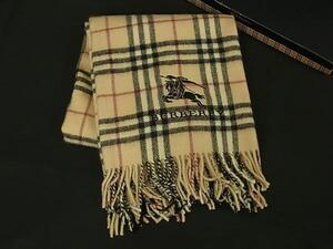 1円 ■新品同様■ BURBERRY バーバリー ノバチェック ウール100% ブランケット ひざ掛け レディース メンズ ベージュ系 DA6802