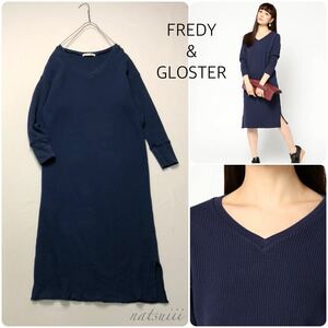 FREDY&GLOSTER . Ｖネック サイドスリット ワッフル ワンピース 送料無料