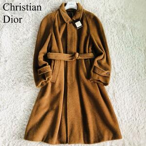 『定価30万』未使用 希少 Christian Dior【極上の着心地】クリスチャンディオール ベルテッドコート ロング丈 2WAY 比翼 防寒 キャメル L