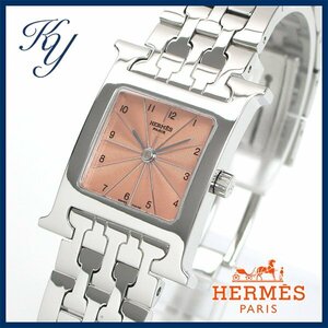 1円～ 価格高騰 3ヶ月保証付き 磨き済み 美品 本物 定番 人気 HERMES エルメス Hウォッチ HH1.210 オレンジ レディース 時計