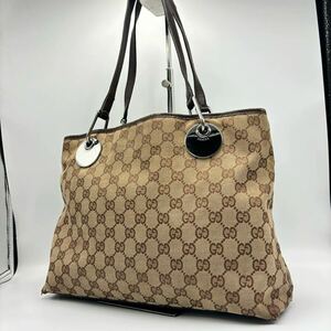 240913-GUCCI グッチ トートバッグ GG柄 肩掛けバッグ 鞄 GGキャンバス ブラウン系 