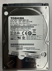 使用時間 1151時間 正常 TOSHIBA MQ01ABD100 1000GB 1TB n20250201-13