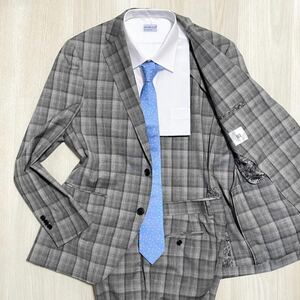 SUIT SELECT【LANIFICIO生地 美品】スーツ セットアップ グレンチェック AB6 Lサイズ位 スーツセレクト ビジネス メンズ