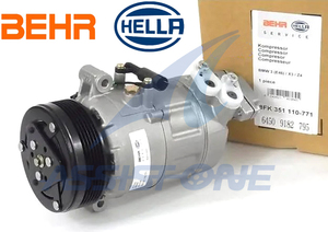 HELLA BEHR製 BMW E46 X3 E83 Z4 E85 4気筒 エアコンコンプレッサー ACコンプレッサー 64529175669 64529182795