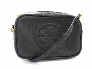 1円 ■極美品■ TORY BURCH トリーバーチ レザー クロスボディ ショルダーバッグ 斜め掛け レディース ブラック系 FA8669