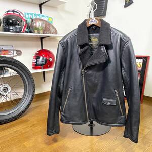 超美品☆Norton ノートン ムートンダブルライダース レザージャケット ブラック/XL 輸入品 ◆バイクトライアンフ SR カフェレーサー