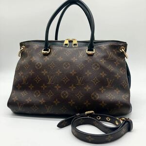 美品 LOUIS VUITTON ルイヴィトン パラス ブラック モノグラム レザー ハンドバッグ ショルダーバッグ 2WAY トートバッグ 