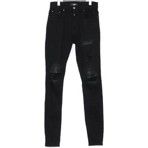 AMIRI MX1ロゴパッチスリムフィットデニムパンツ サイズ31 ブラック PXMD001 アミリ スキニー バイカー ストレッチ ジーンズ jeans