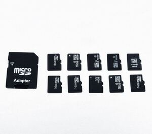 microSDカード microSDHC メモリーカード　16GB 10枚セット　変換アダプター1枚付き