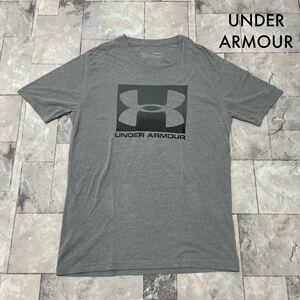 under armour アンダーアーマー Tシャツ T-shirt TEE ビッグプリントロゴ スポーツ トレーニング heat gear グレー サイズSM 玉SS1764