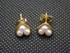  MIKIMOTO ミキモト ピアス K18 イエローゴールド パール付 2.4g