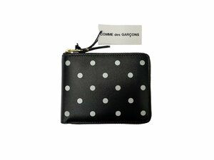 COMME des GARCONS (コムデギャルソン) POLKA DOTS PRINTED 二つ折り財布 ウォレット SA7100PD-BKBKOS 黒 レザー ドット 水玉/027