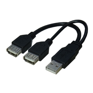 送料無料 変換名人 二股(Y字)USBケーブル データ転送+充電 USB A・オス→USB A・メス(x2) USBA/2 4571284887305