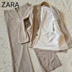 美品 ZARA イージースーツ ジャケット フレアパンツ サイズM グレージュ