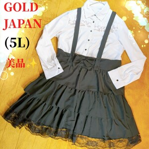 GOLD JAPAN (5L) ゴールドジャパン シャツワンピース レース リボン 大きいサイズ