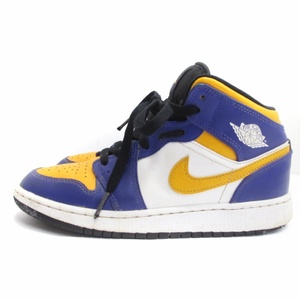 ナイキ GS Air Jordan 1 Mid Lakers GS エアジョーダン1 ミッド レイカーズ DQ8423-517 スニーカー ハイカット 紫 黄 白 ホワイト イエロー