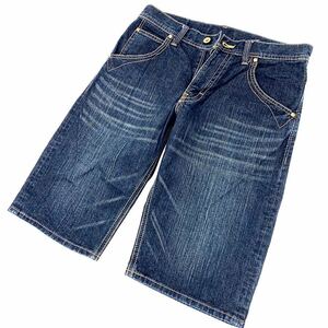  ラングラー ☆ Wrangler W05727 デニムハーフパンツ ショートパンツ W32 インディゴブルー 自然なヒゲ色落ち◎ アメカジ 古着MIX■ff