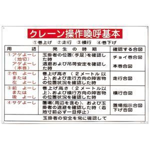 【新品】玉掛ワイヤーロープ標識 クレーン操作喚呼基本 KY-106〔代引不可〕