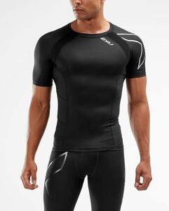 新品☆ ツー・タイムズ・ユー（2XU） コンプレッション ショートスリーブトップ MA2307A-BLK/SIL