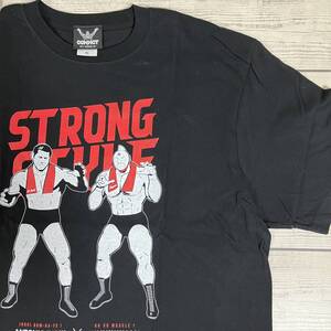 アントニオ猪木 x キン肉マン コラボ - 半袖 Tシャツ XLサイズ 黒色 新日本プロレス 闘魂 集英社 ゆでたまご 超人 (新品未使用品)