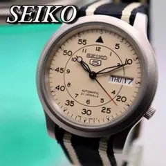 極美品 SEIKO ５ ミニタリー デイト 自動巻き メンズ腕時計 731