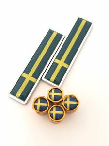 A 黄 スウェーデン 国旗 ステッカー フェンダー バルブキャップ エンブレム ボルボ VOLVO V40 50 60 70 90 XC40 60 70 90